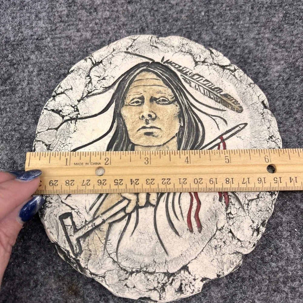 Shapes of Clay Plaque Stan Langtwait Native American w/Peace Pipe Mt St Helens
